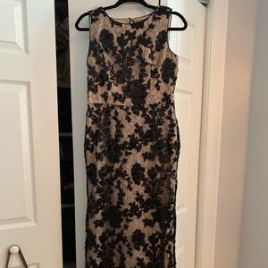 Vince Camuto Long Dress black & beige flowers New